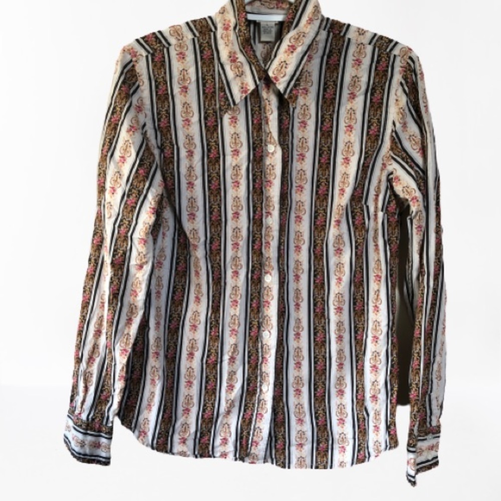 Lucky Brand Printer Button Down Top - image 1